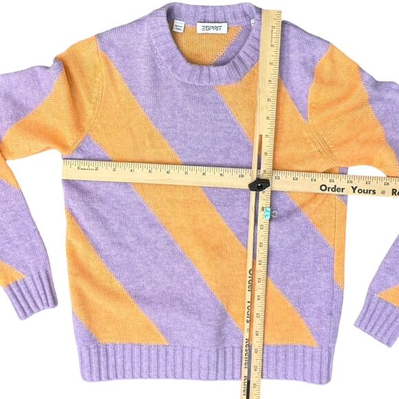 Esprit Purple Orange Diagonal Stripe Cashmere Blend Crew Neck Sweater size XXS - Picture 7 of 9